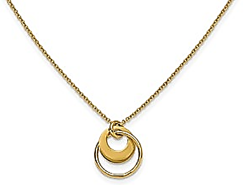 14K Yellow Gold High Polish Linked Circles On Rope Chain 18" Necklace