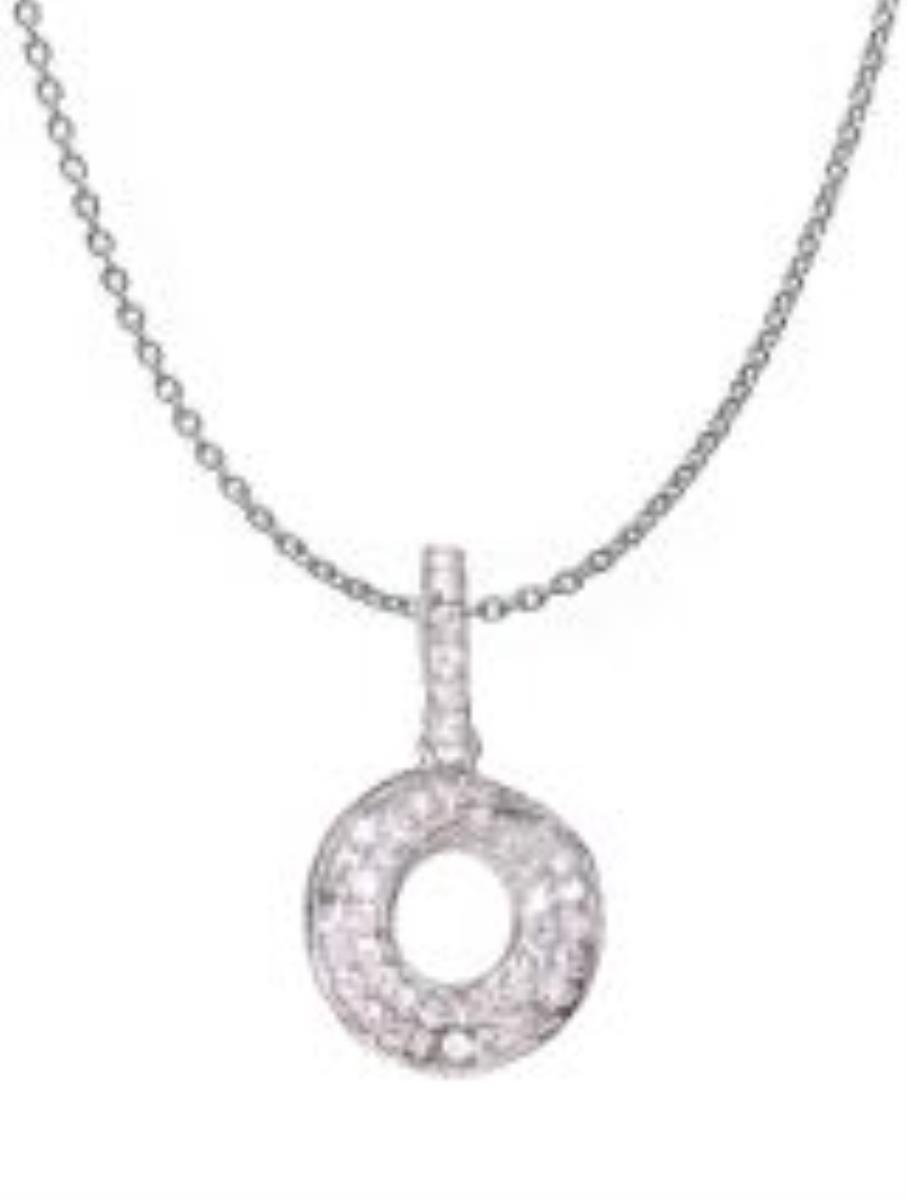 Sterling Silver Rhodium Round Pave 18+2" Fashion Necklace