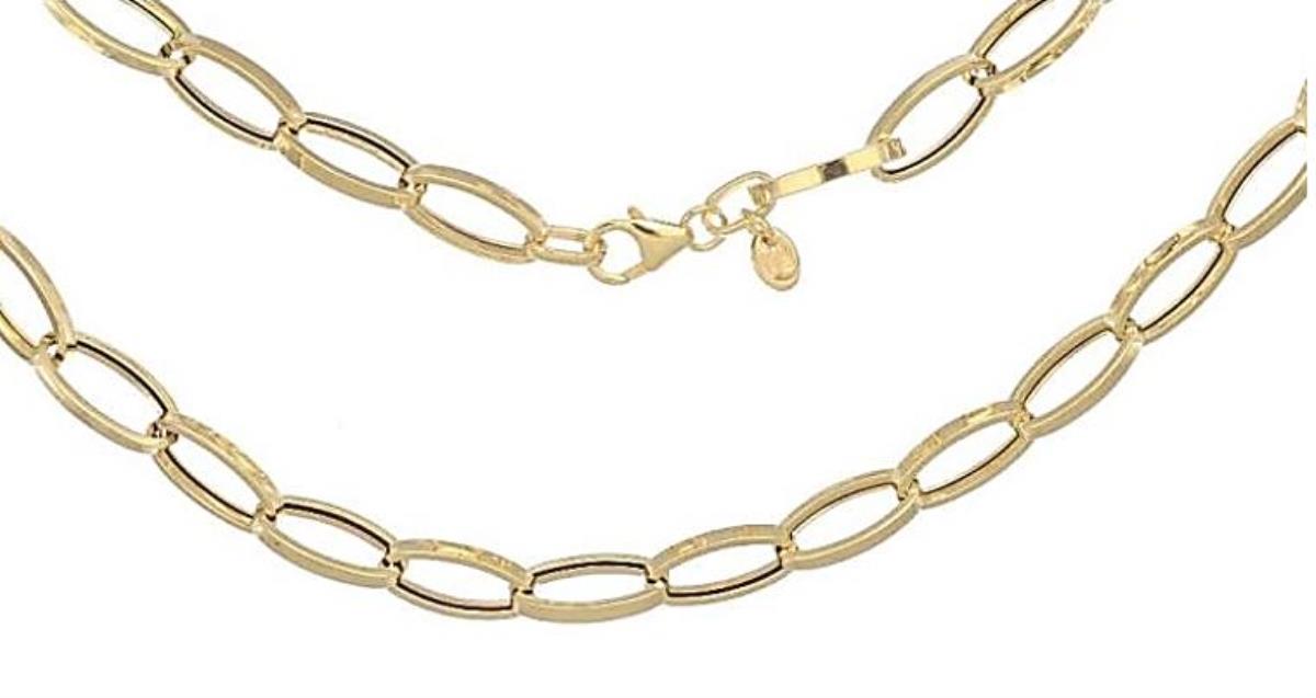 14K Yellow Gold 7.30MM High Polish and Diamond Cut Oval Link Chain Necklace, 18"