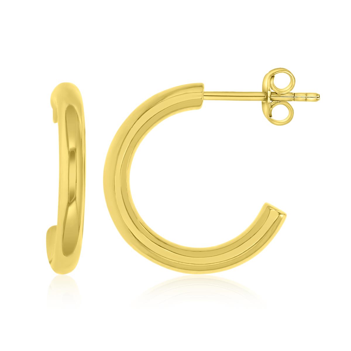 Brass Yellow 2.5x18mm Polished J-shaped Huggie Earrings