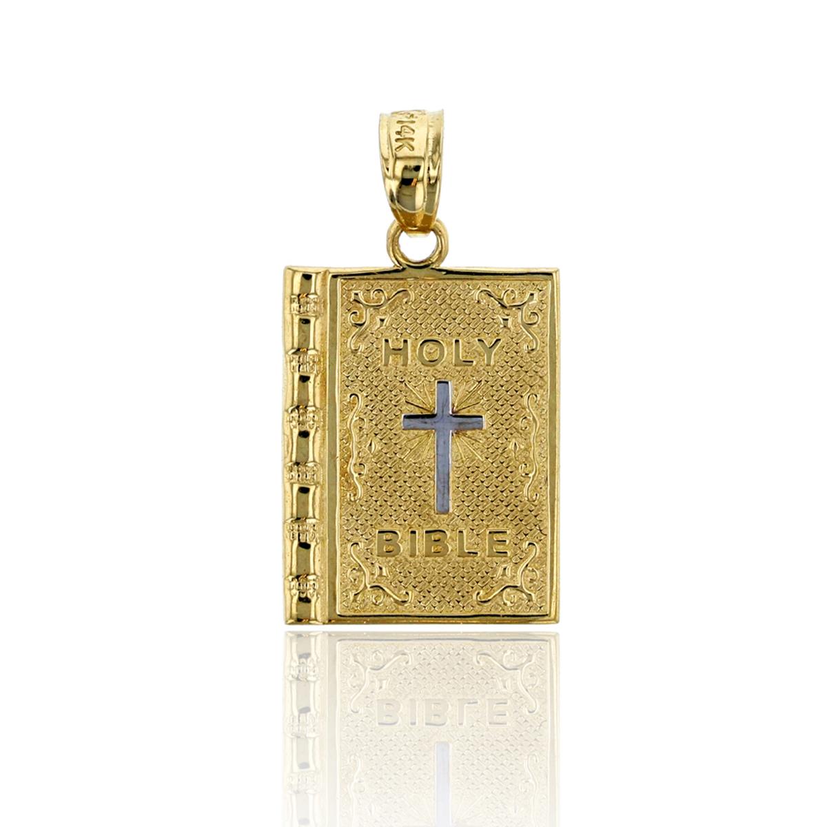 14K Yellow Gold Textured Holy Bible Charm Pendant