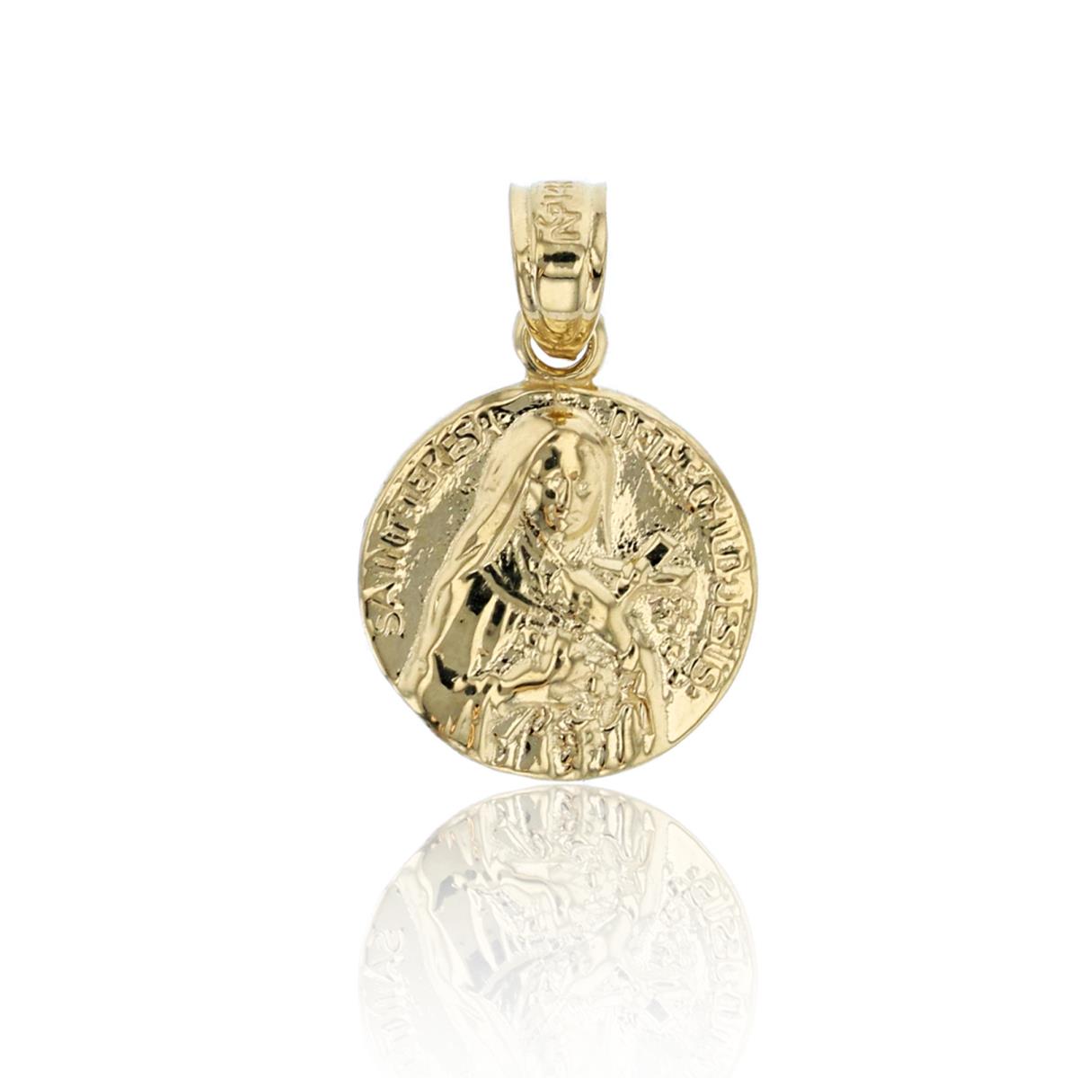 14K Yellow Gold Polished Saint Teresa Medal Charm Pendant
