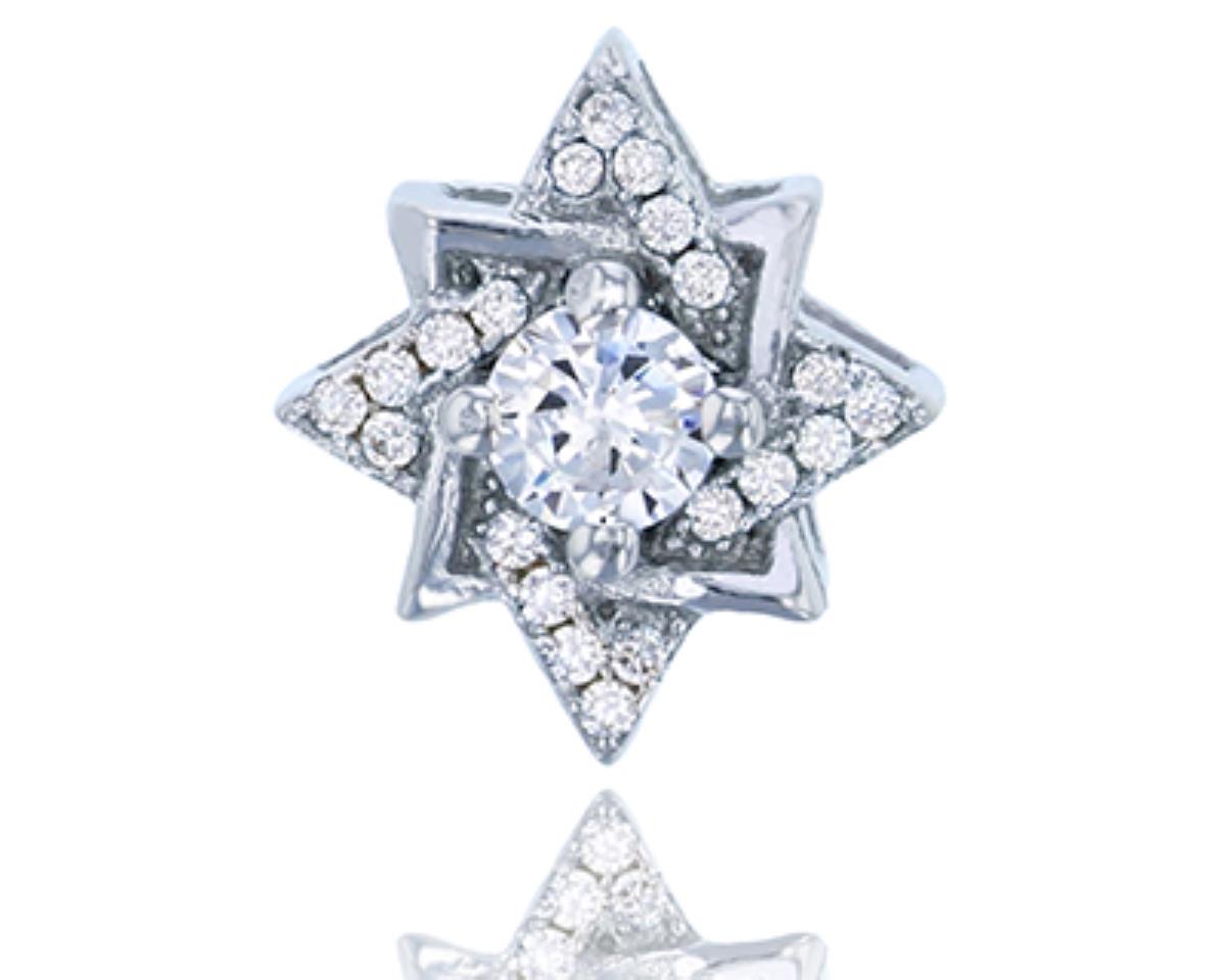 Sterling Silver Rhodium Round Cut Star Fashion Pendant