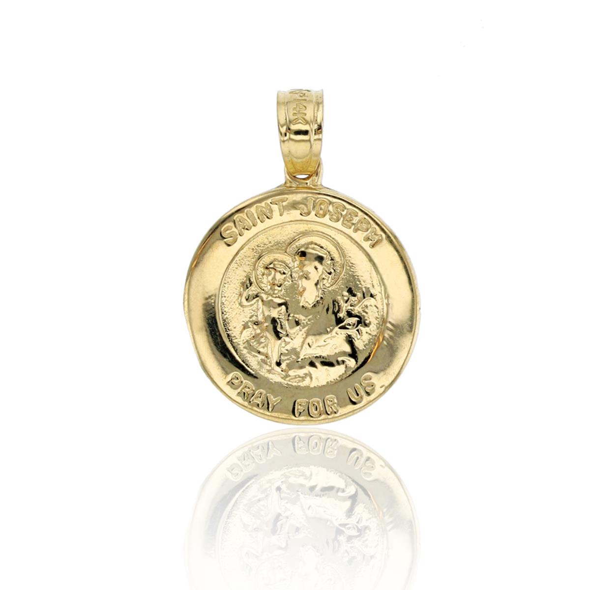 14K Yellow Gold Polished Saint Joseph Medal Charm Pendant