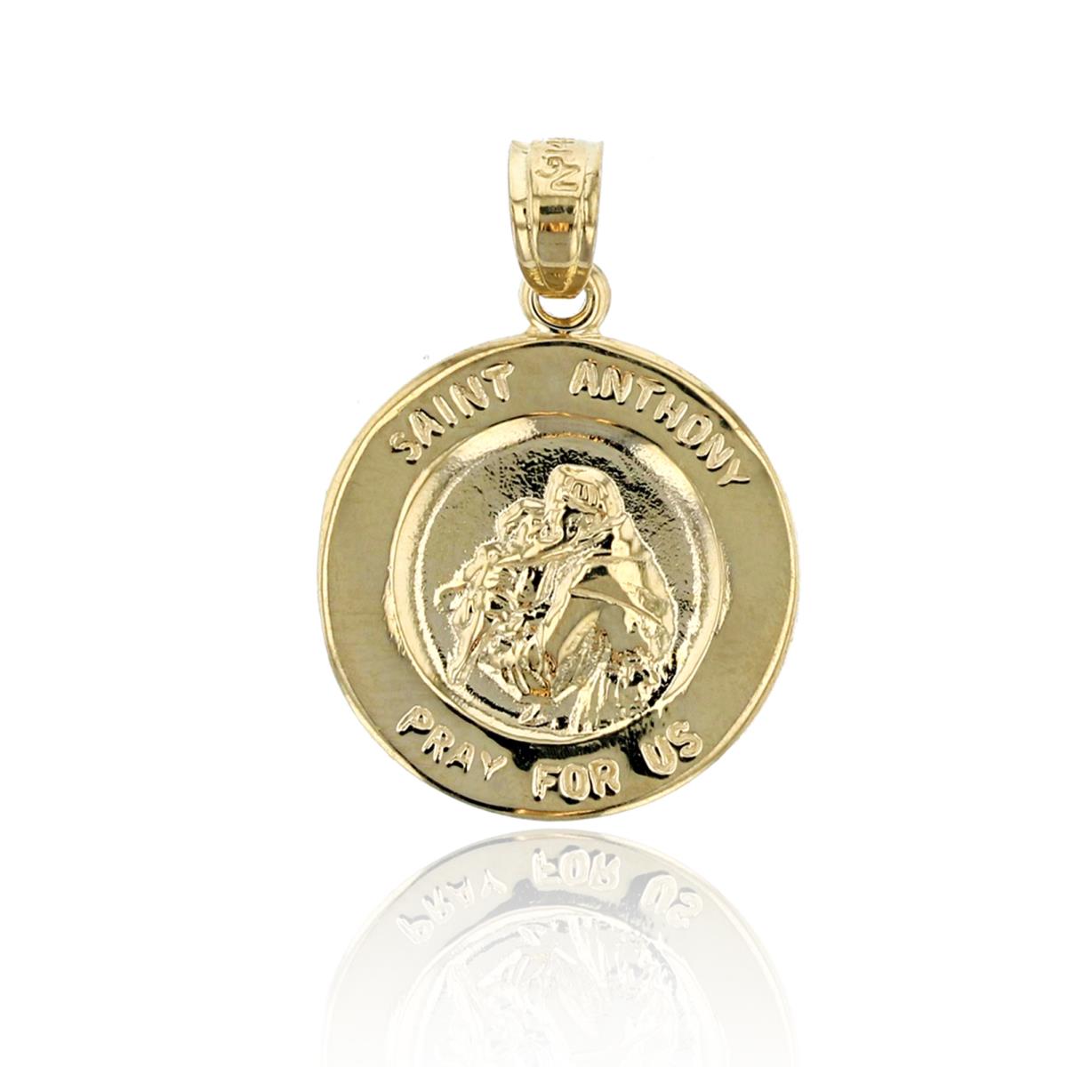 14K Yellow Gold High Polished Saint Anthony Medal Charm Pendant