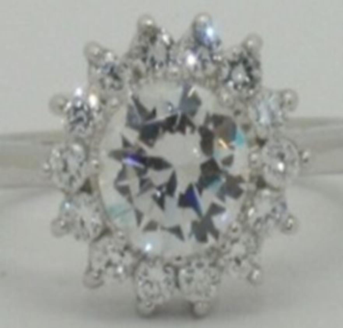 Platinum Plated Brass White Oval Sun Flower Fashion Ring