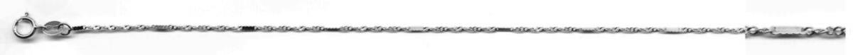 14K White Gold 1.30mm 9" 030 DC Twisted Curb Filled Bar Chain 