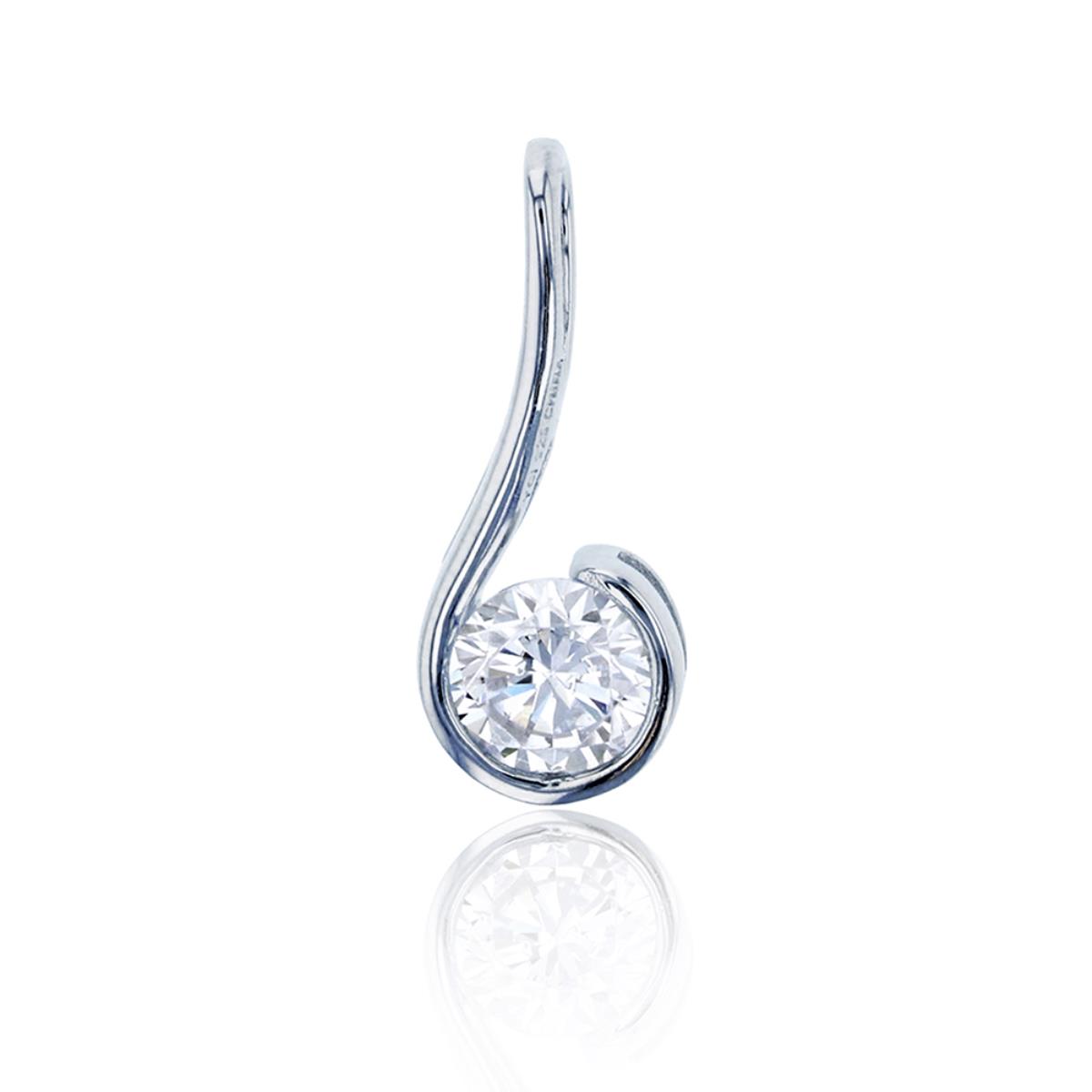 Sterling Silver Rhodium Round Cut Solitaire Pendant