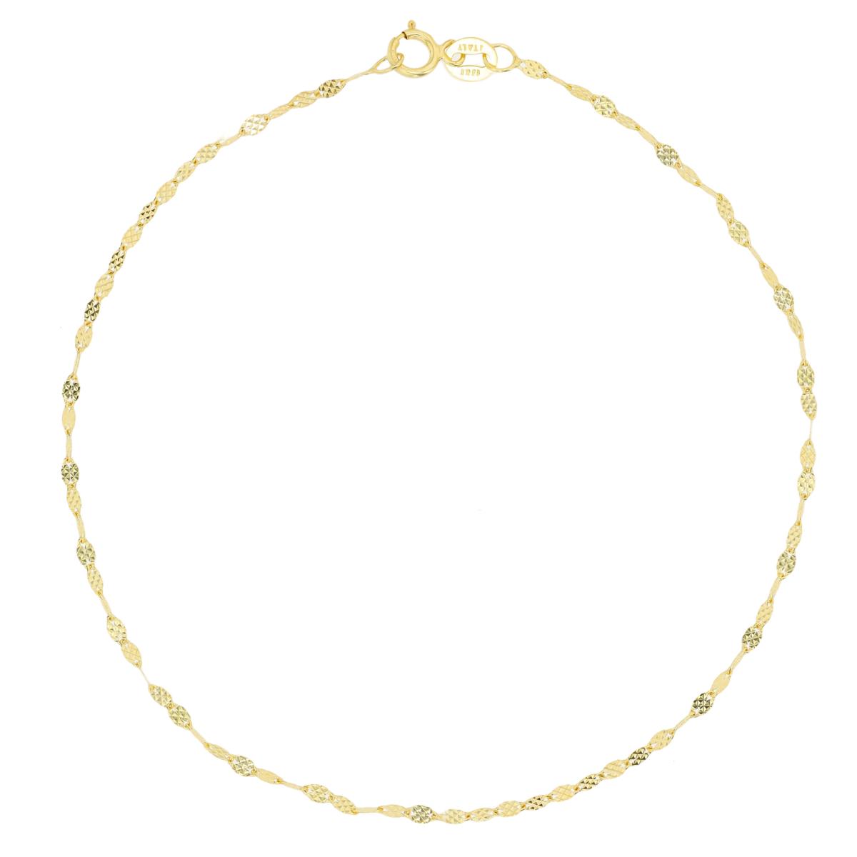 14K Yellow Gold 1.80mm 9" 030 DC Petal Chain Bracelet