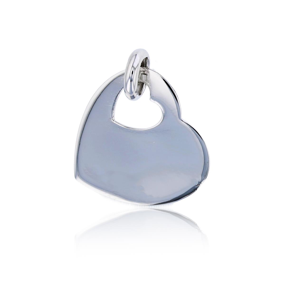 Sterling Silver Rhodium Polished 20mm Heart Pendant