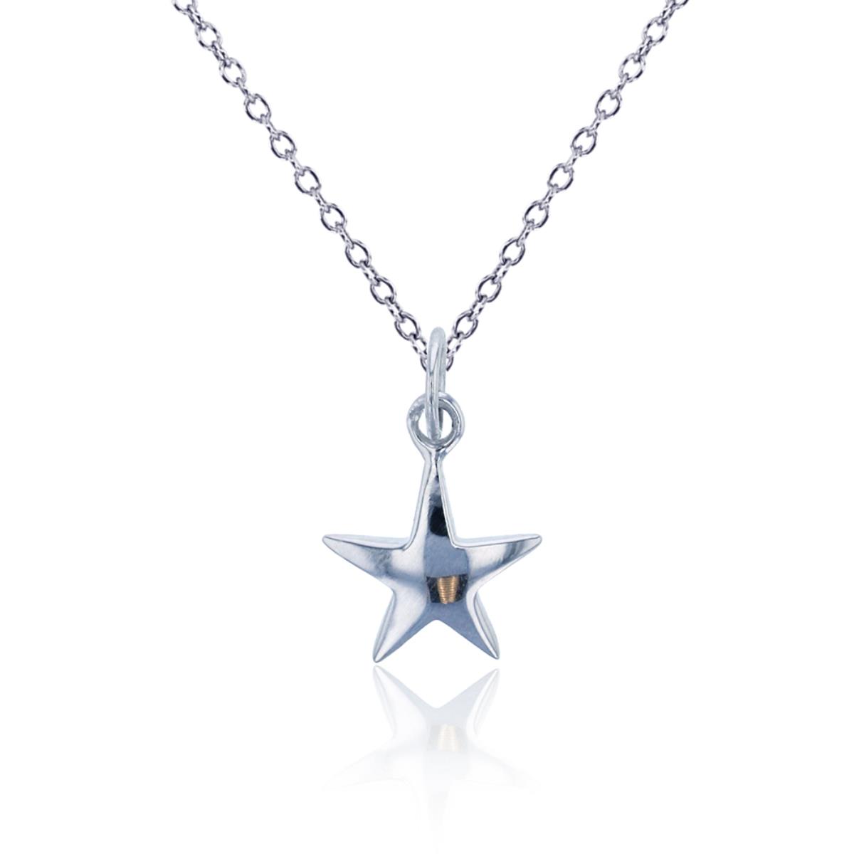 Sterling Silver Rhodium Polished Small Star Pendant