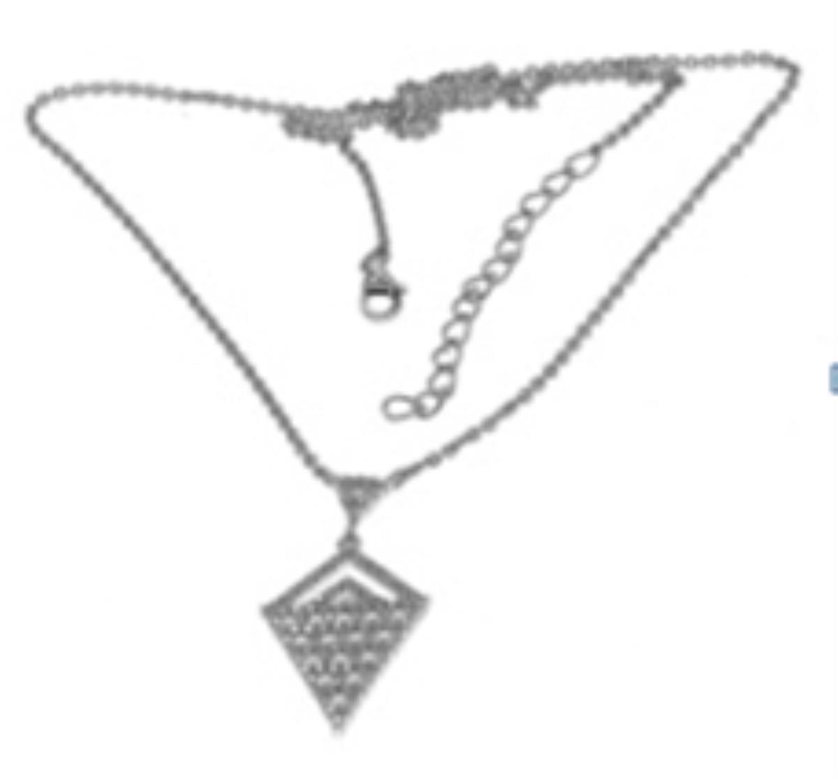 Sterling Silver Rhodium Micropave Round Cut Triangle Cluster 16+2'' Necklace