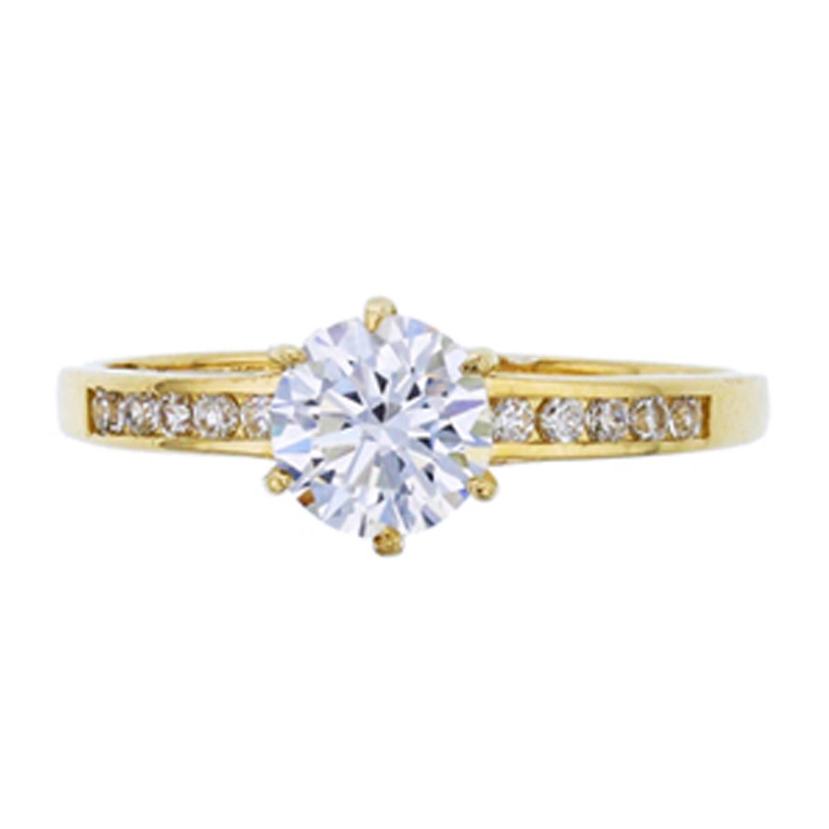 10K Yellow Gold 6.00mm Round CZ Channel Set Thin Shank Width Engagement Ring