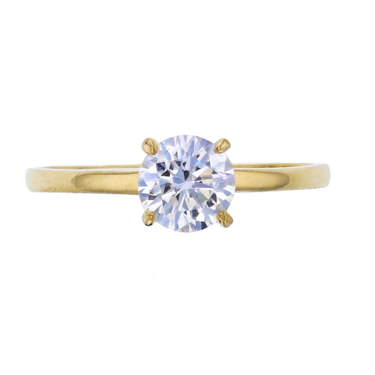 10K Yellow Gold 6.00mm Round Cut 4-Prong Peg Head CZ Solitaire Engagement Ring