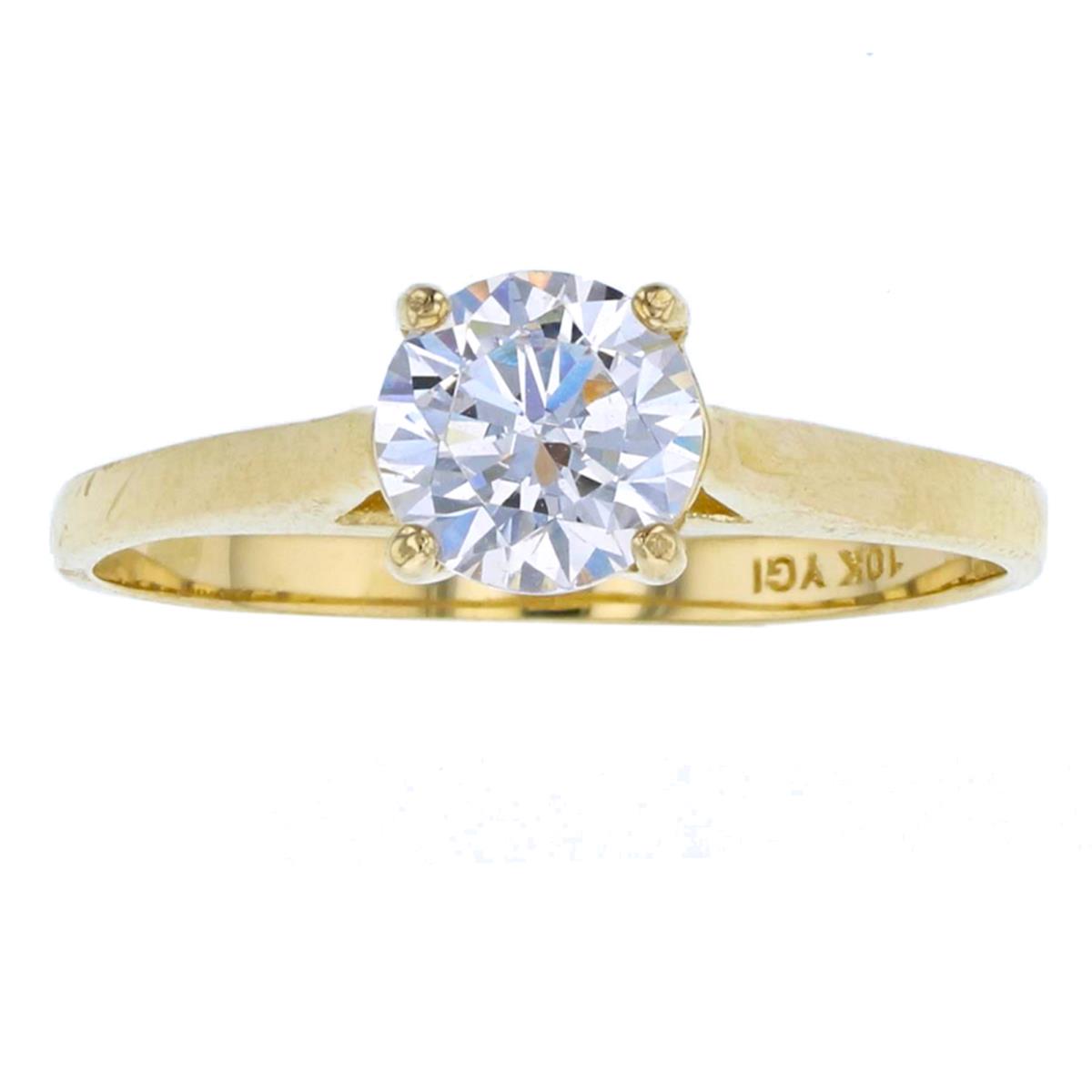 10K Yellow Gold 6.00mm Round Cut CZ Trellis Solitaire Engagement Ring
