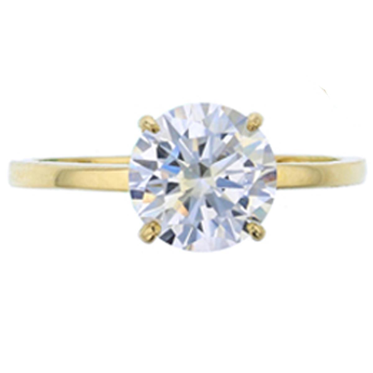 10K Yellow Gold 6.00mm Round Cut CZ 4-Prong Peg Head Solitaire Engagement Ring