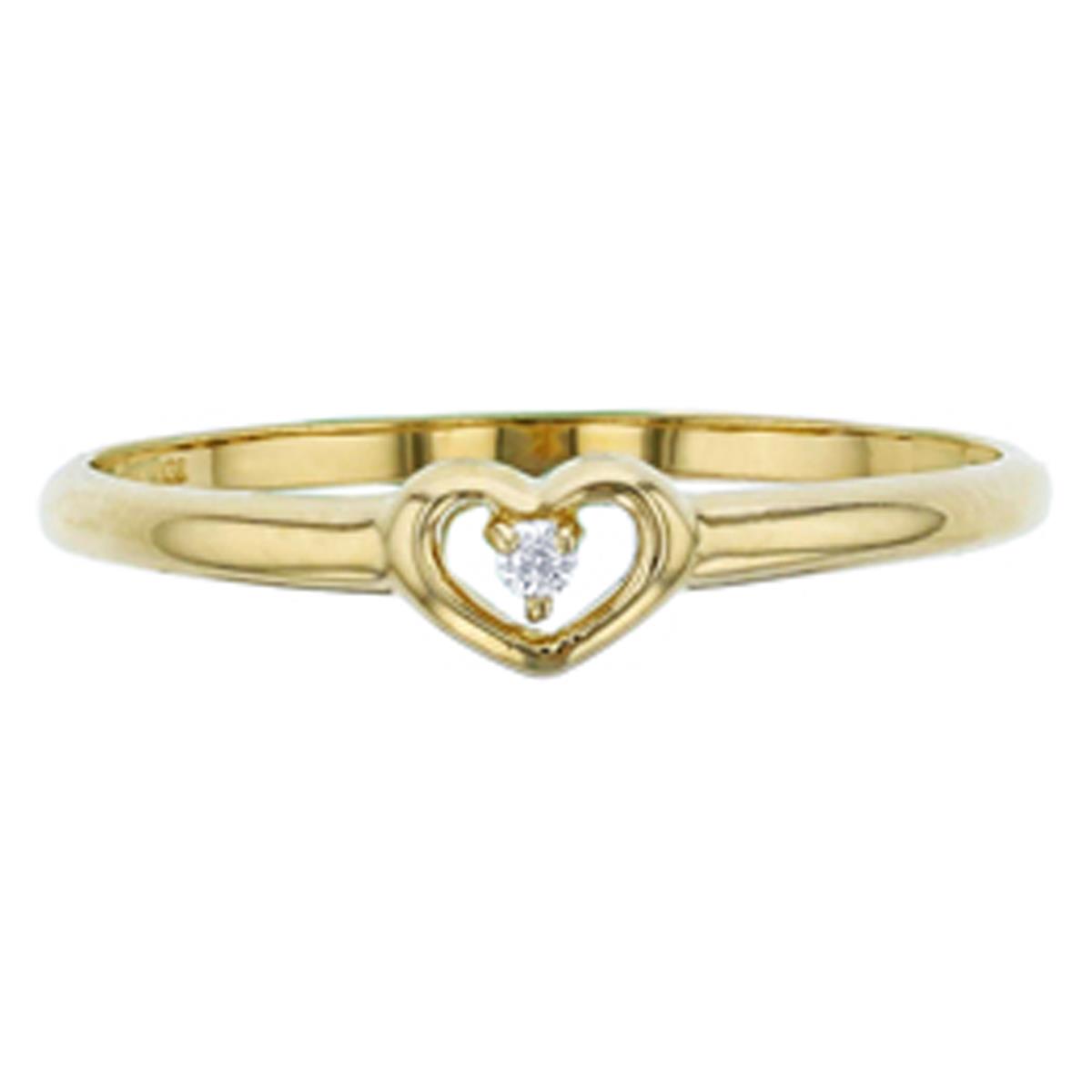 10K Yellow Gold 1.50mm Round CZ Open Heart Fashion Ring