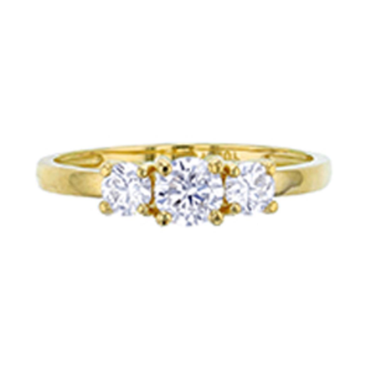 10K Yellow Gold 4.50mm & 3.50mm Rd 3-Stone Engagement Ring