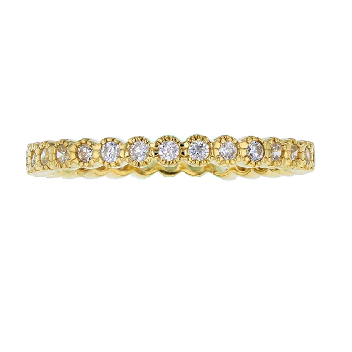 10K Yellow Gold Pave 1.50mm Rd Cut Milgrain Eternity Ring