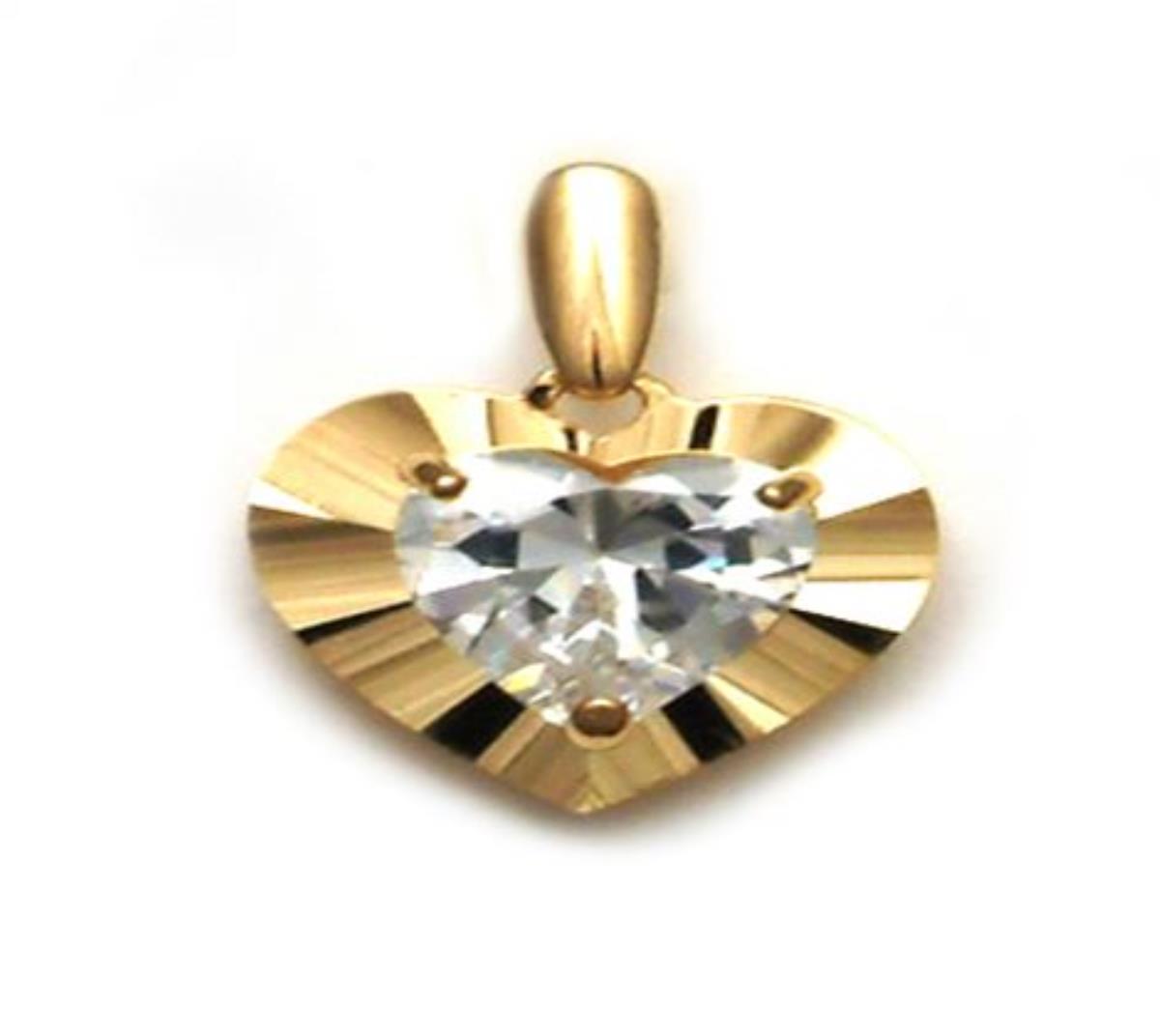 10K Yellow Gold DC 6.00mm Heart Cut Heart 18" Necklace