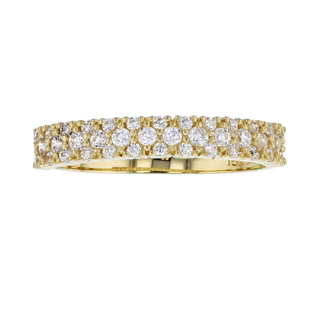 10K Yellow Gold Pave 1.1mm & 1.5mm Round CZ Anniversary Band Ring