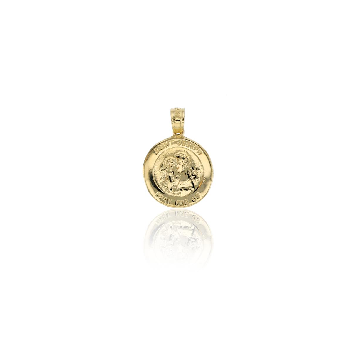 14K Yellow Gold 21x14.5mm Polished Saint Joseph Medal Charm 18" Necklace