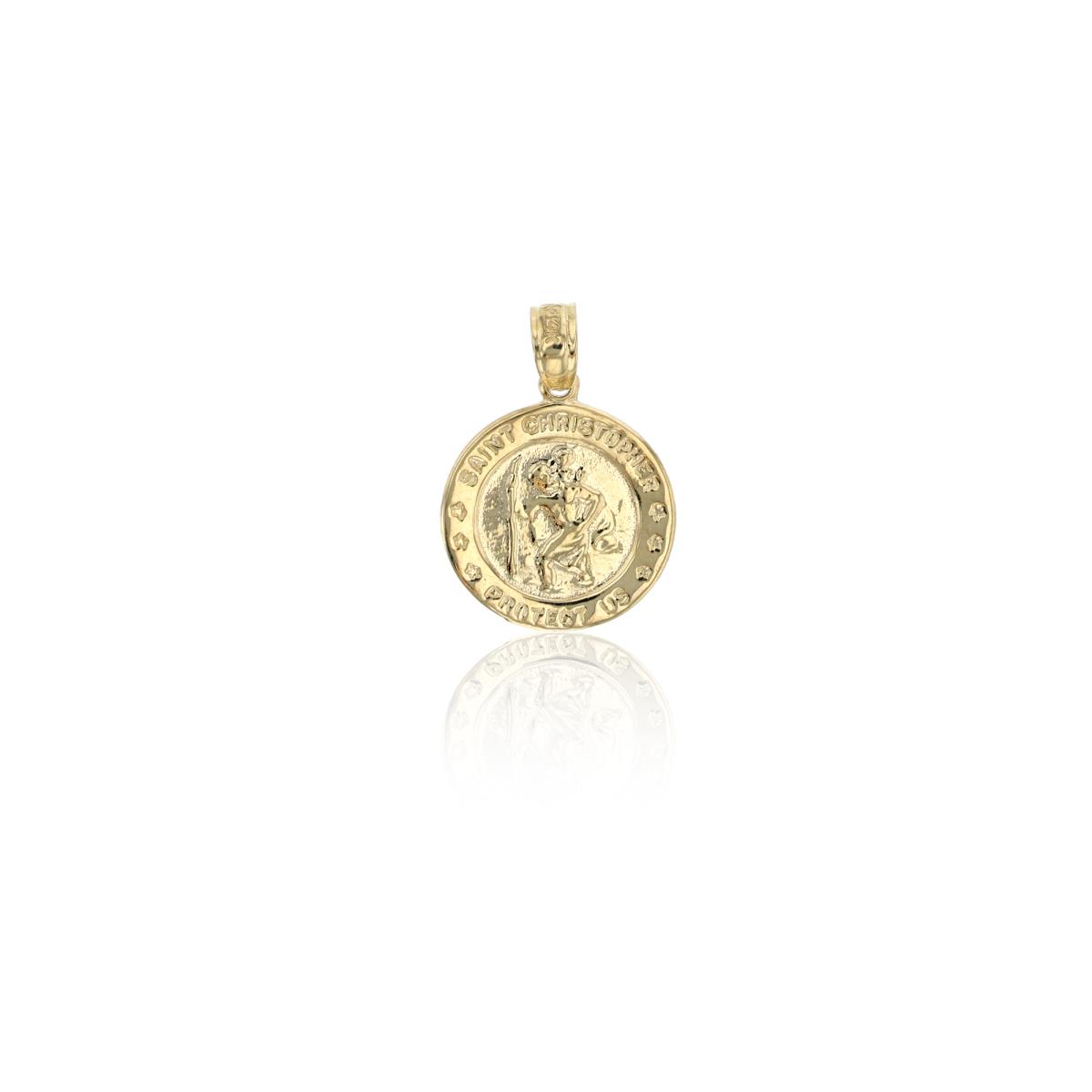 14K Yellow Gold 20x14mm Polished Saint Christopher Medal Charm 18" Necklace