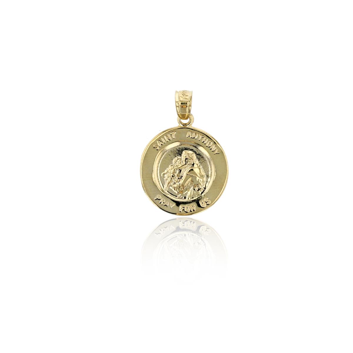 14K Yellow Gold 21x14.5mm High Polished Saint Anthony Medal Charm 18" Necklace
