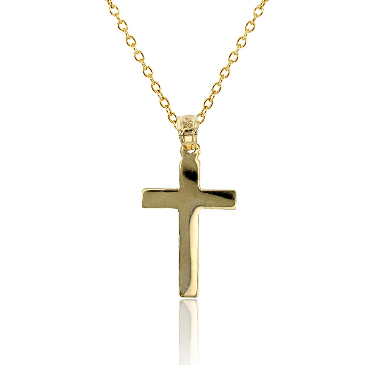 14K Yellow Gold High Polished 25x13mm Cross 18" Necklace