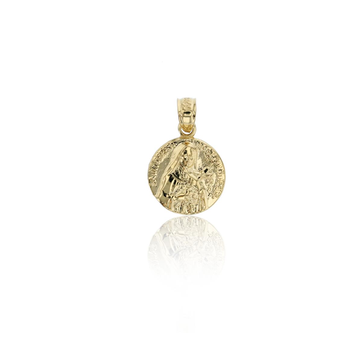 14K Yellow Gold 18x11mm Polished Saint Teresa Medal Charm 18" Necklace