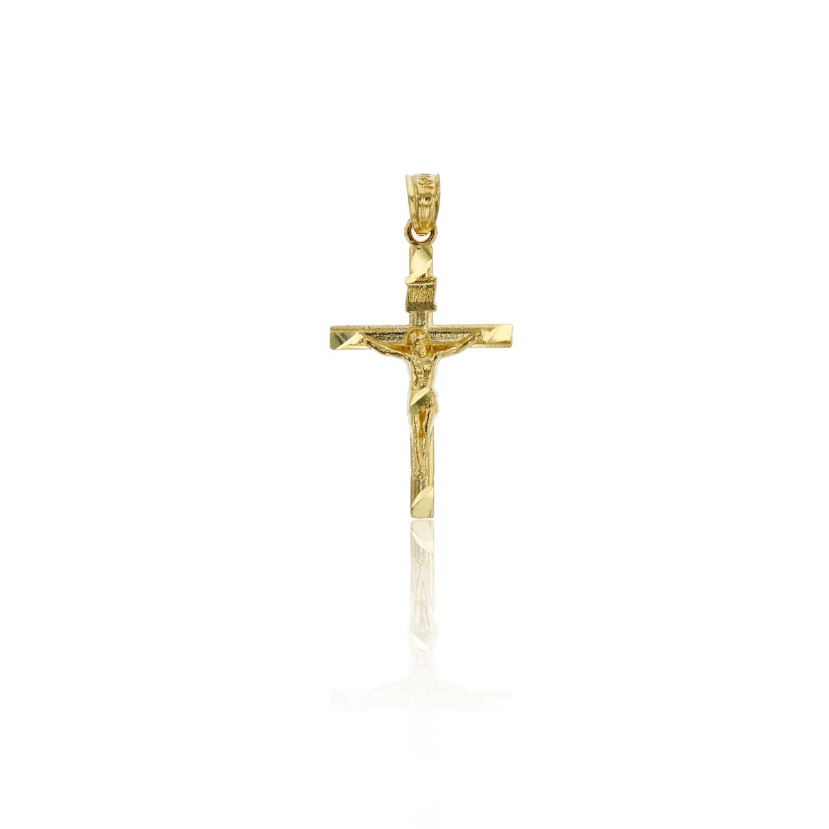 14K Yellow Gold 30x15mm Polished Religious Crucifix Cross 18" Necklace