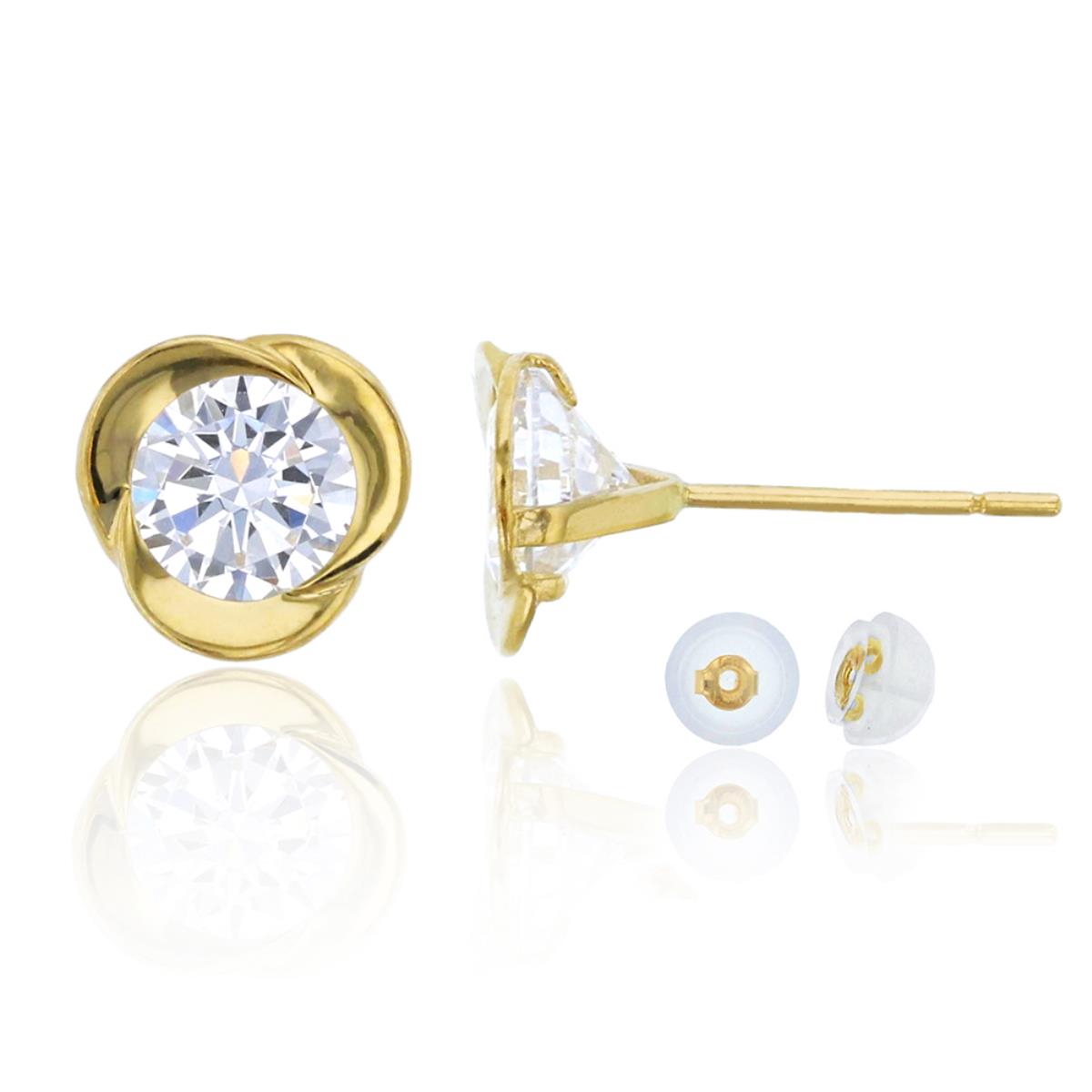 10K Yellow Gold 5mm Rd Celtic Stud Earring & 10K Silicone Back