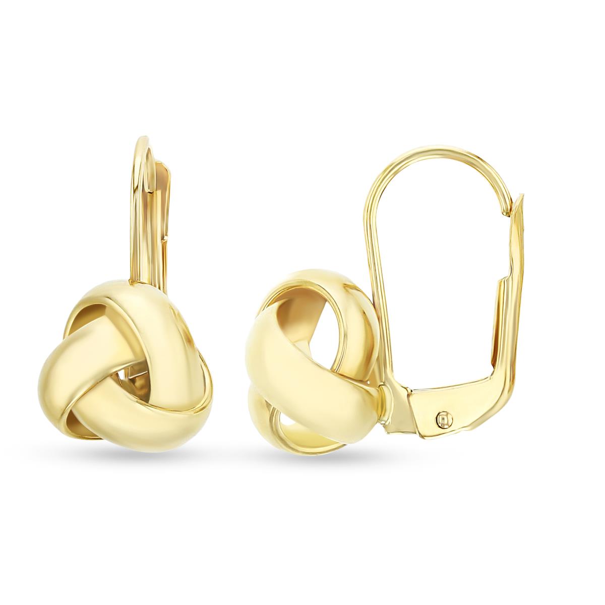 14K Yellow Gold 7mm Love Knot Lever Back Drop Earring