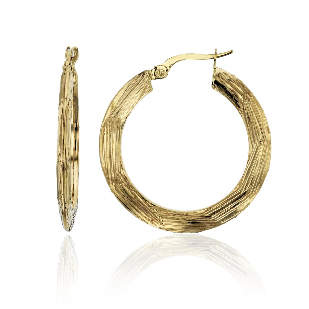 14K Yellow Gold 2x30mm Scratch Hoop Earring