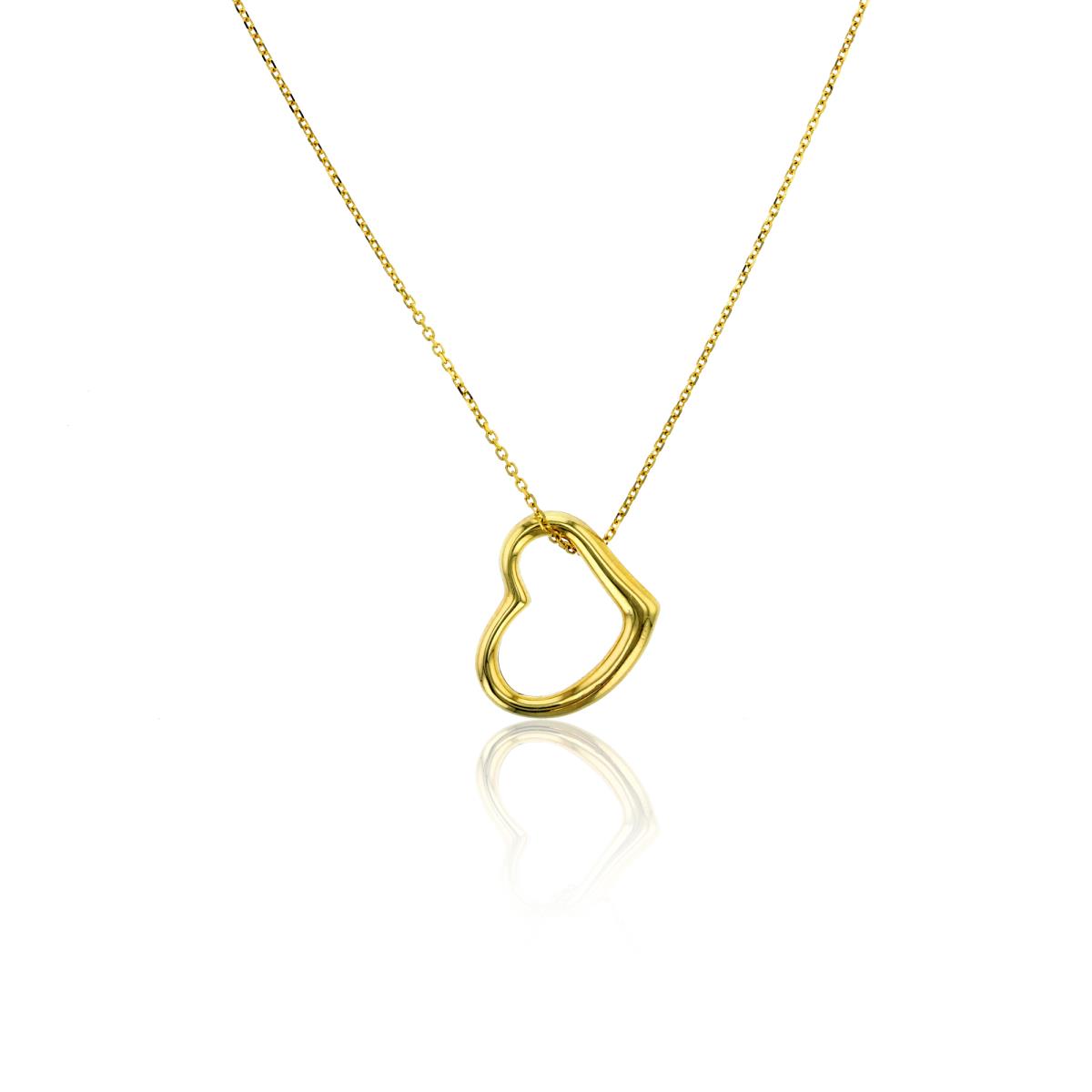 10K Yellow Gold Polished Open Heart 17" Necklace
