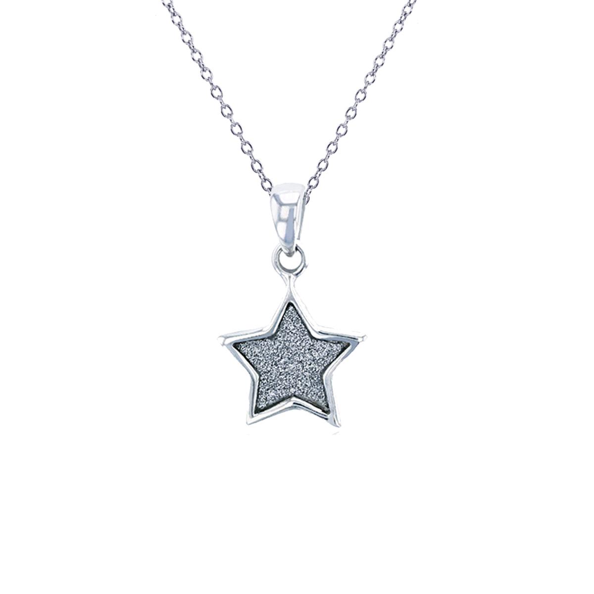 Sterling Silver Rhodium Glitter Star Pendant