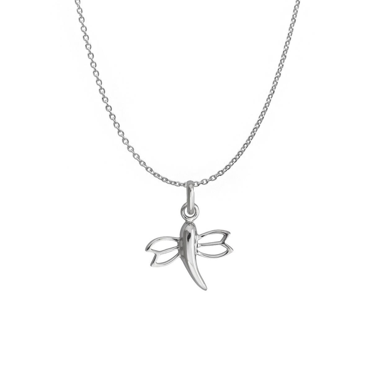 Sterling Silver Rhodium Dragonfly 18" DC Cable Chain Necklace