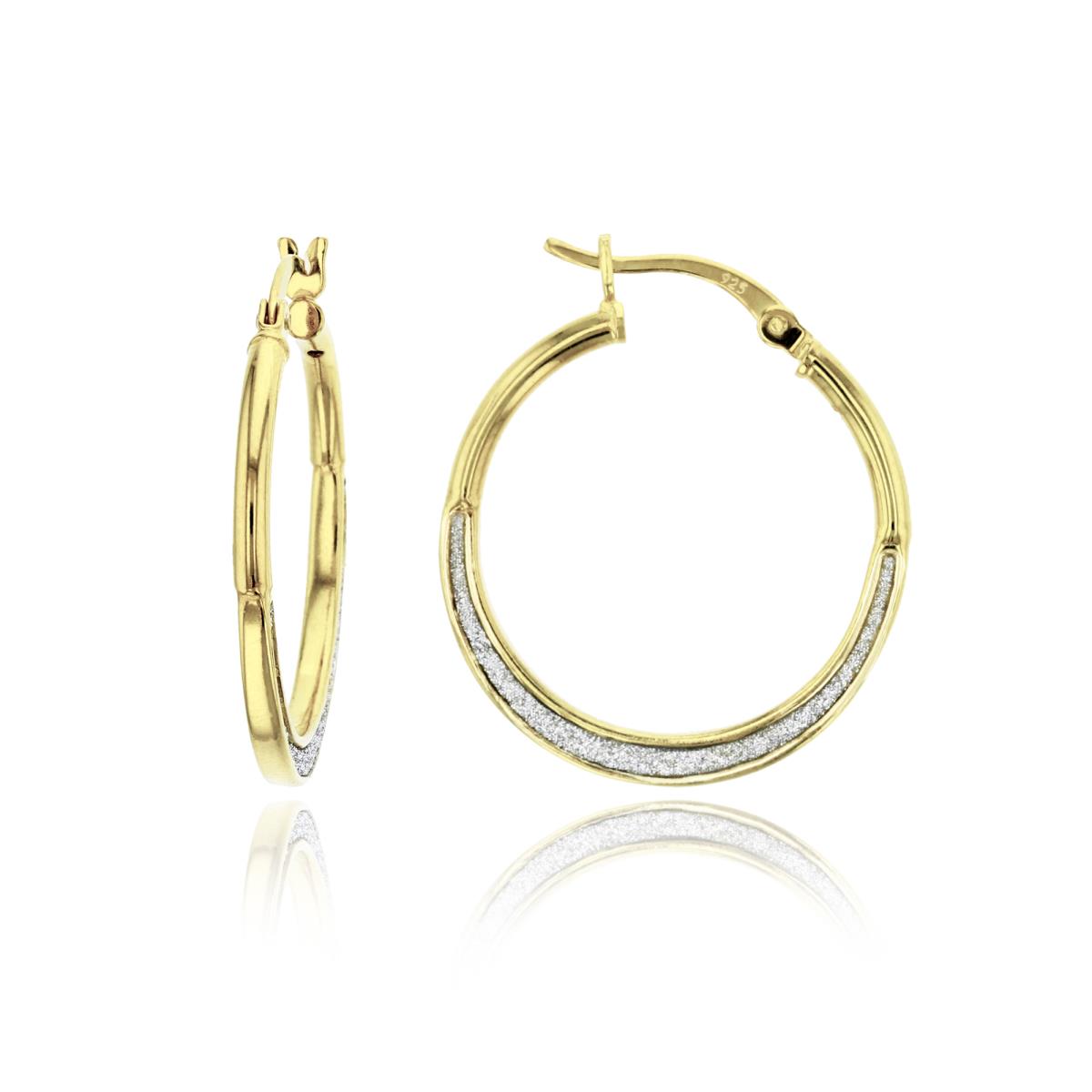 Sterling Silver Yellow 2x25mm Glitter Hoop Earring