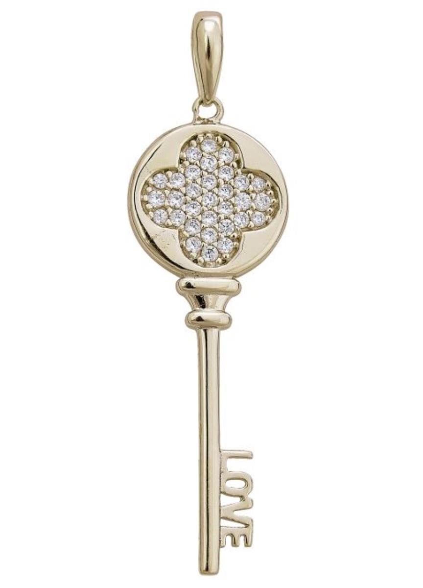 10K Yellow Gold Polished Clover Key Pendant