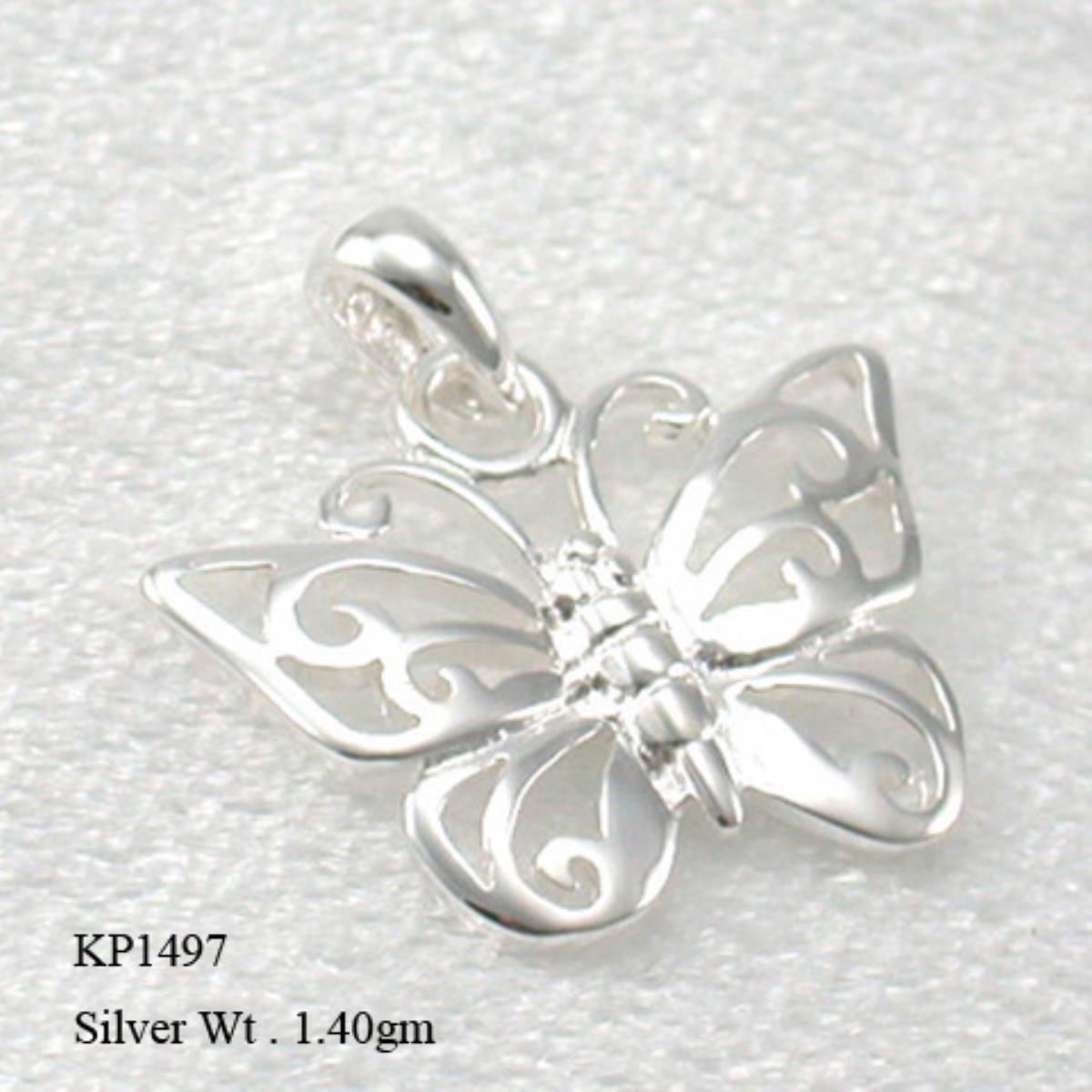 Sterling Silver Rhodium Polished Open Butterfly Pendant