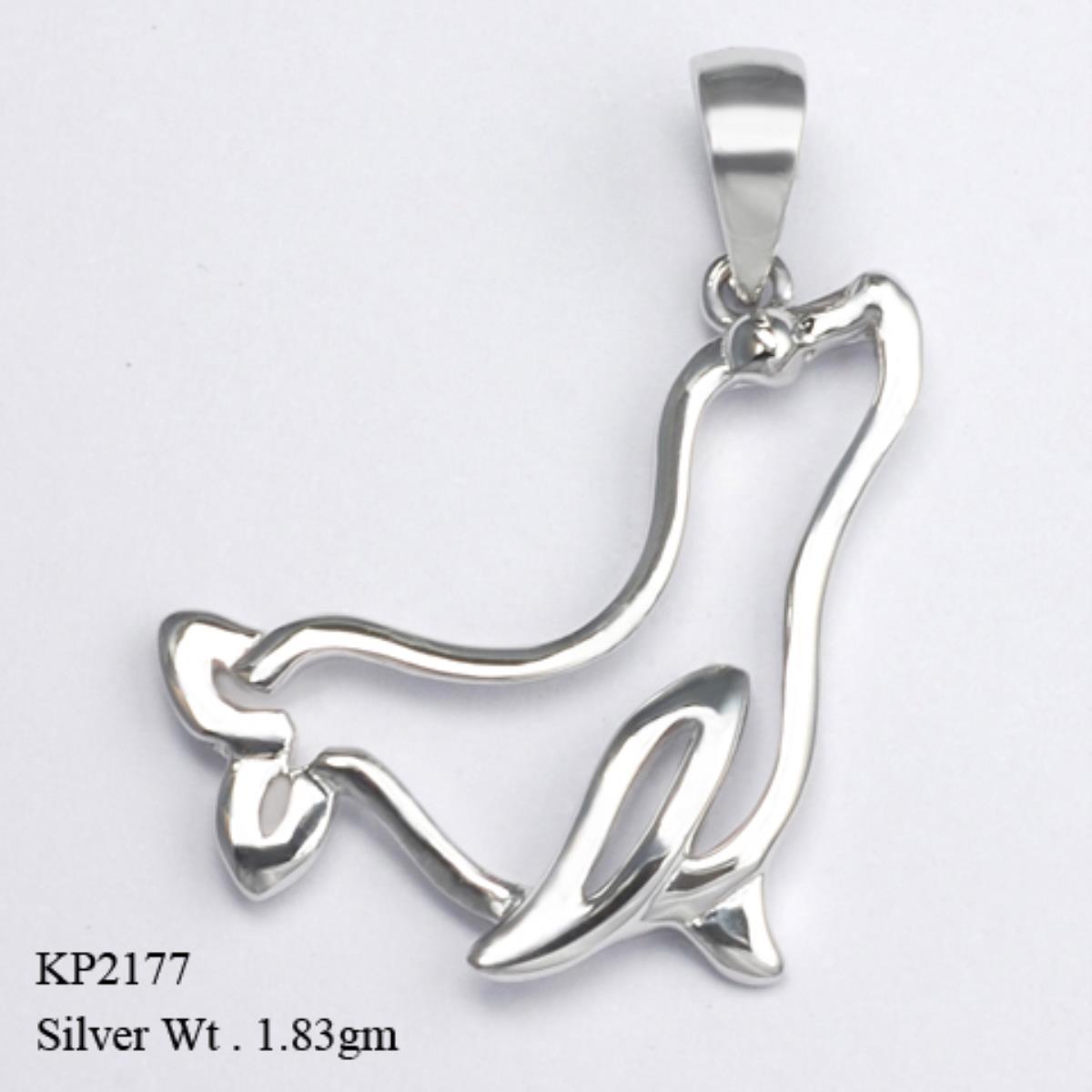 Sterling Silver Rhodium Polished Open Sea Lion Pendant