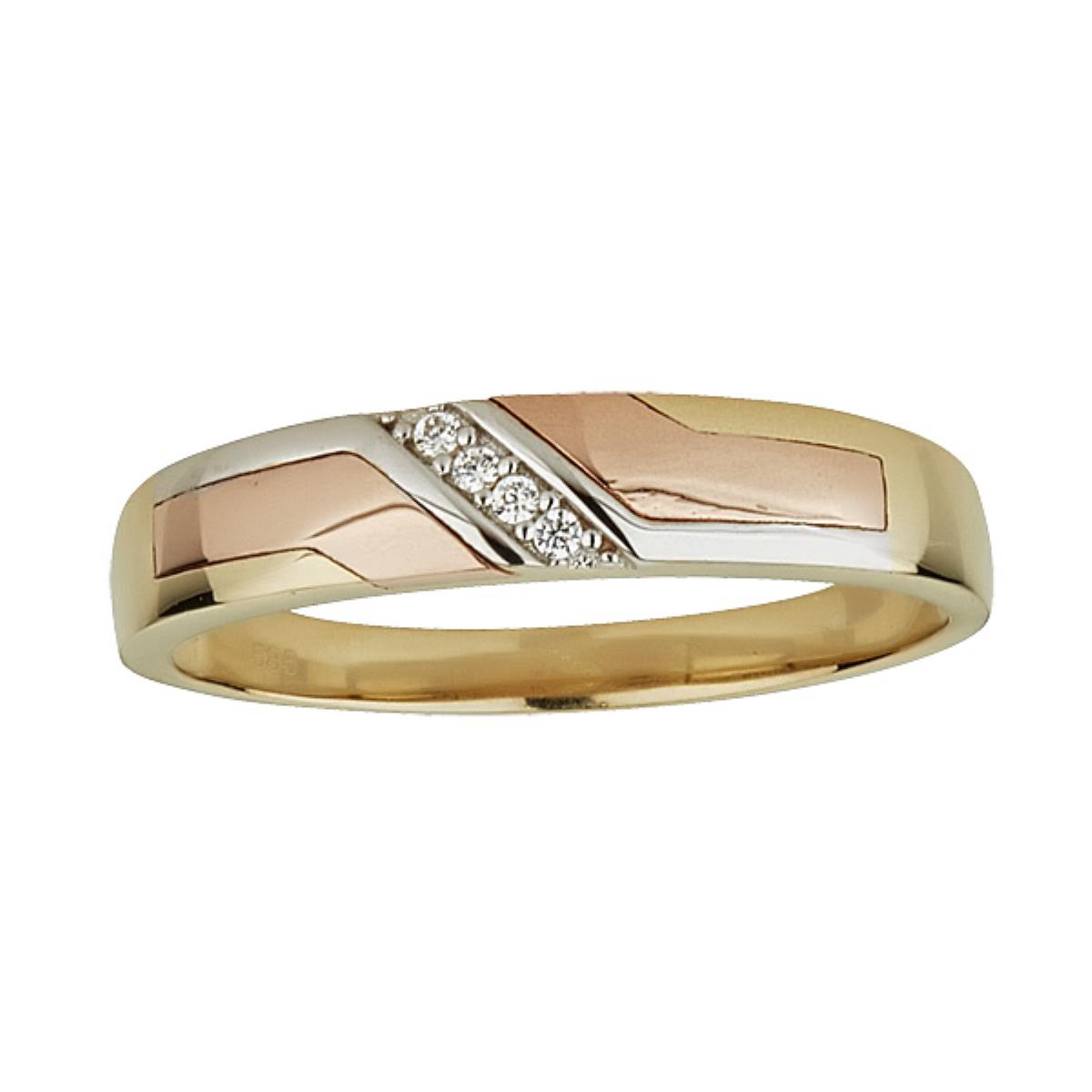 10K Tri-Color Gold 4.50mm Wedding Band Ring