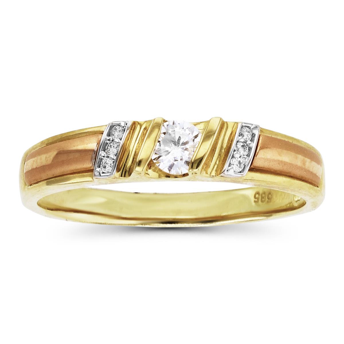 14K Tri-Color Gold 4.30mm Wedding Band Ring