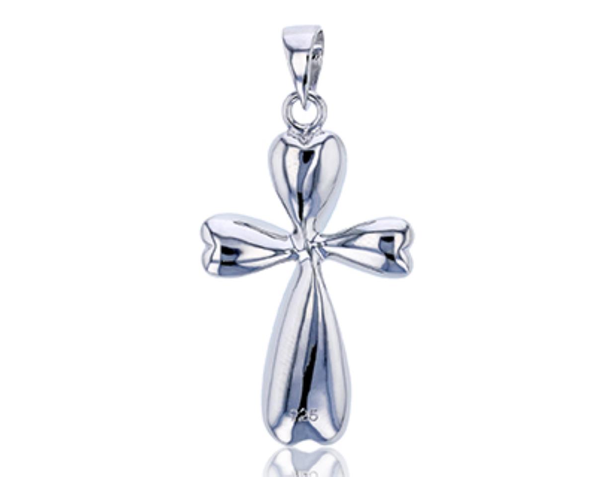 Sterling Silver Rhodium High Polished Cross Pendant