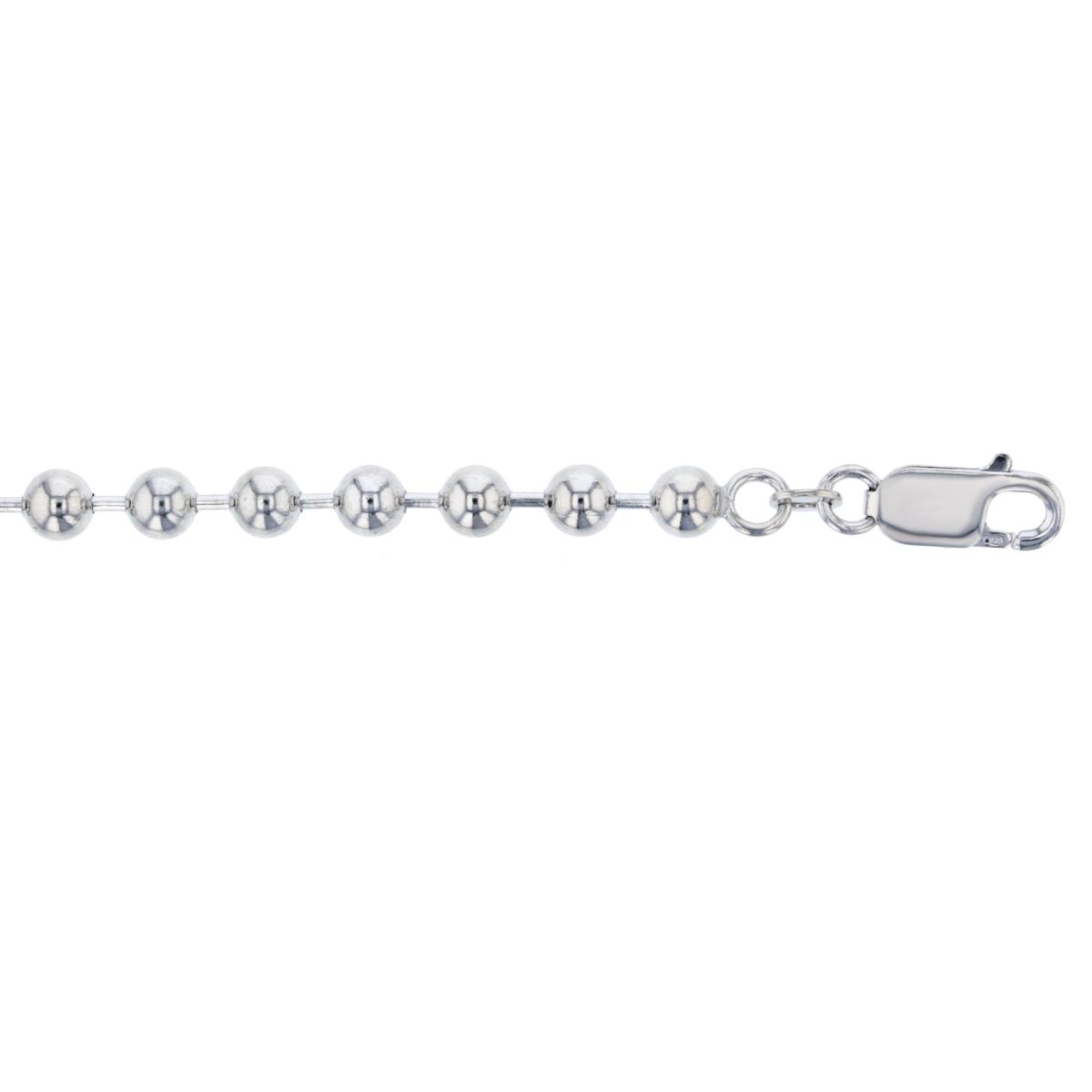 Sterling Silver Rhodium Polished 5.00mm 22" Ball Rhodium Plated Chain