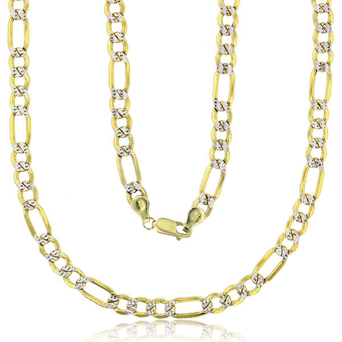 14K Two-Tone Gold 6.00mm 24" Hollow Figaro 150 Chain