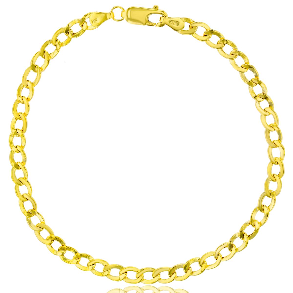 14K Yellow Gold 4.30mm 8" Hollow Cuban 100 Chain Bracelet