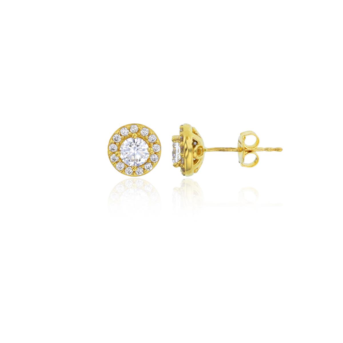 14K Yellow Gold 4mm Round Cut Stud Earring