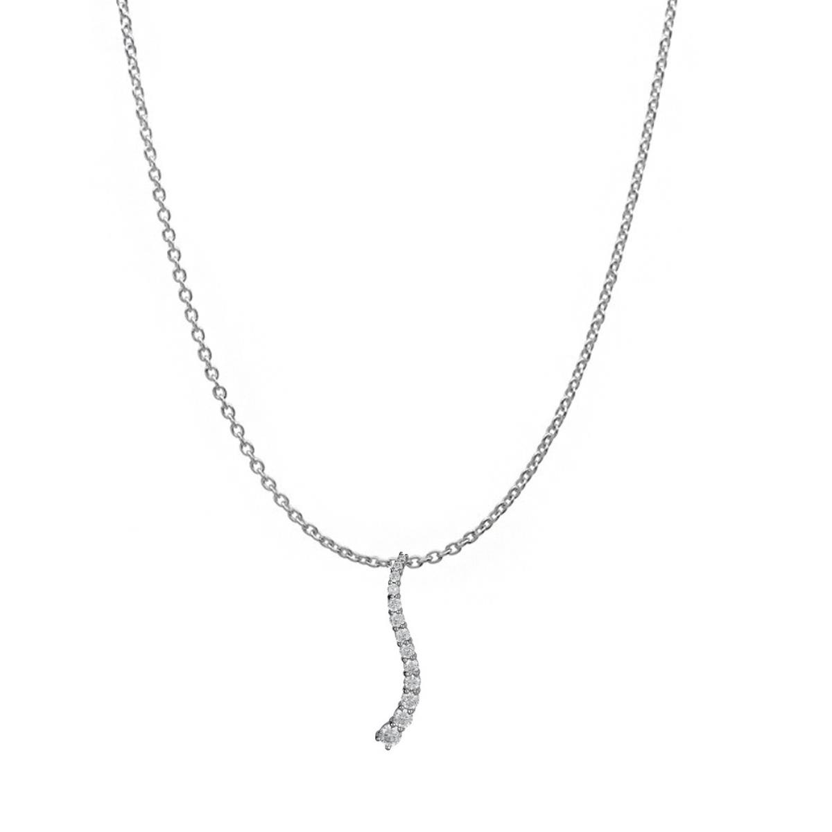 Sterling Silver Rhodium Graduated S Pendant (Hidden Bail) 18" DC Cable Chain