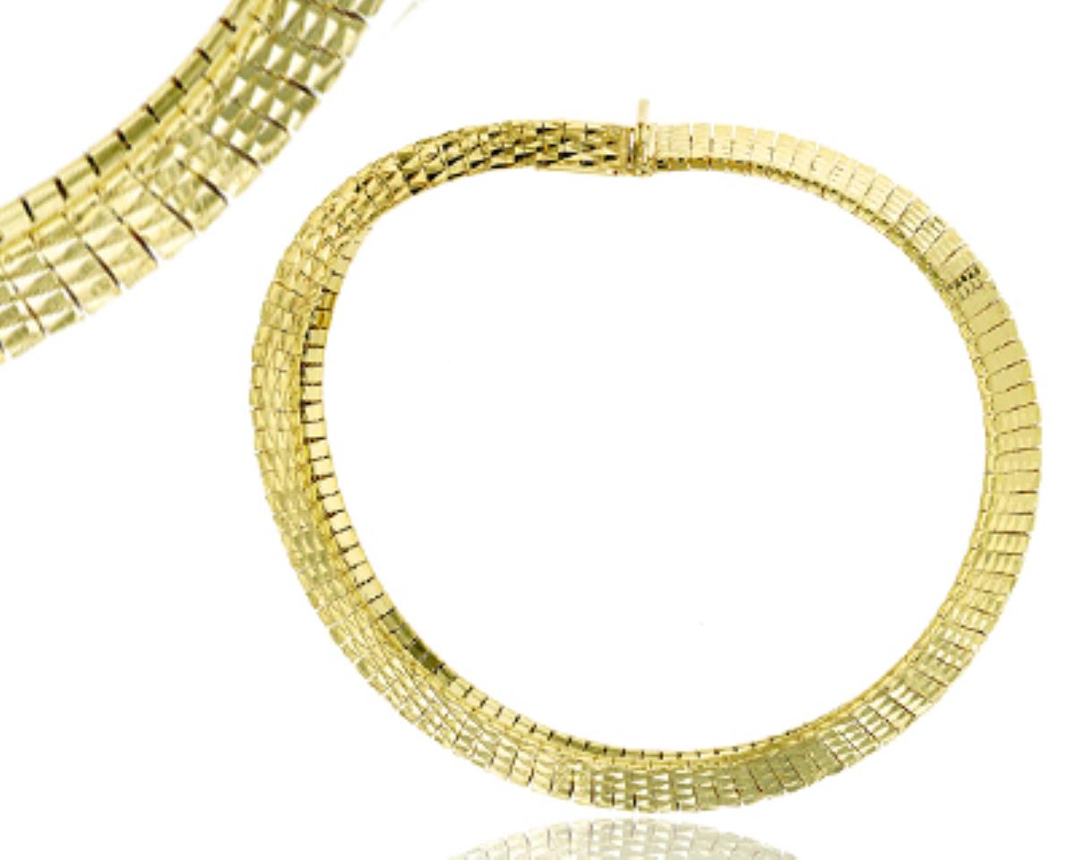 Sterling Silver Yellow Diamond Cut 7.5'' Omega Bracelet